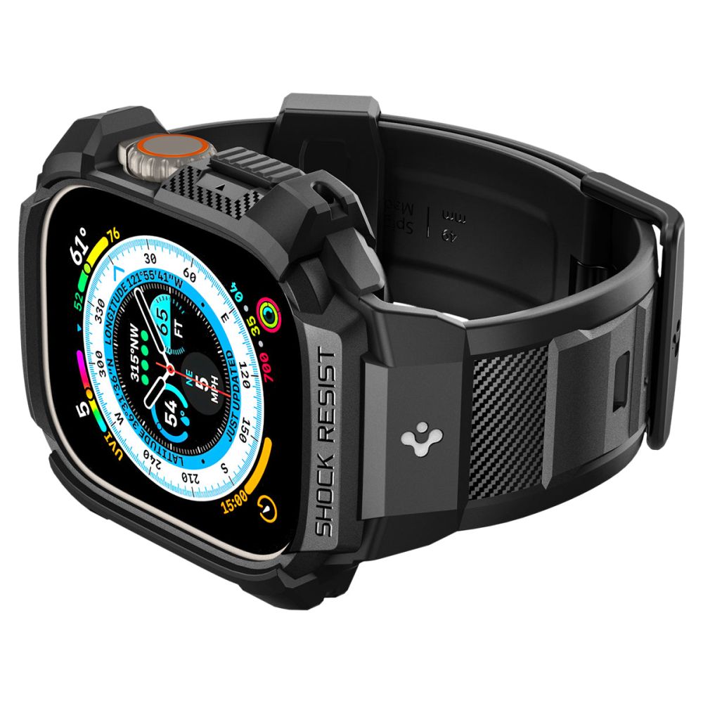 Spigen Rugged Armor Pro dirželis Apple Watch Ultra 49 mm – juodas