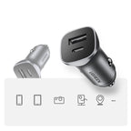 Ugreen CD130 USB-A / USB-C 30W automobilinis įkroviklis - pilkas -- Cell phone chargers