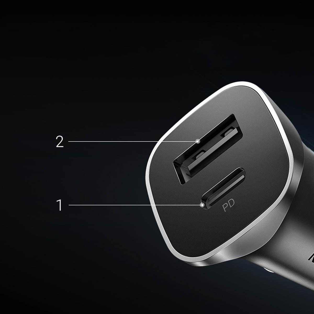 Ugreen CD130 USB-A / USB-C 30W automobilinis įkroviklis - pilkas -- Cell phone chargers