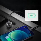 Ugreen CD130 USB-A / USB-C 30W automobilinis įkroviklis - pilkas -- Cell phone chargers