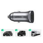 Ugreen CD130 USB-A / USB-C 30W automobilinis įkroviklis - pilkas -- Cell phone chargers