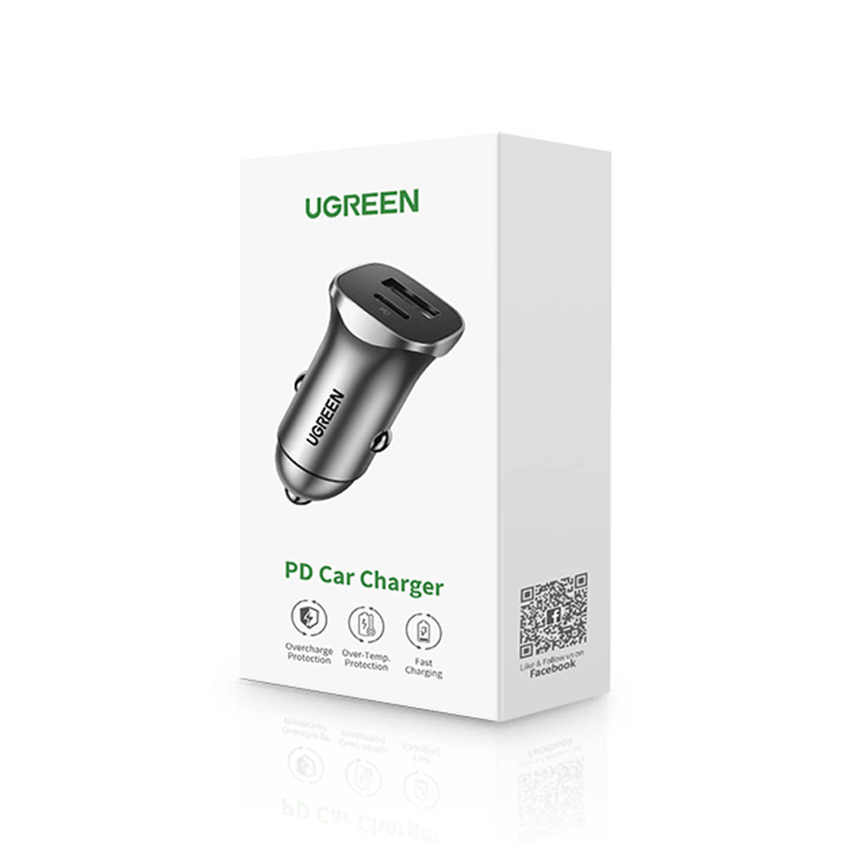 Ugreen CD130 USB-A / USB-C 30W automobilinis įkroviklis - pilkas -- Cell phone chargers
