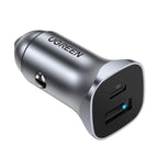 Ugreen CD130 USB-A / USB-C 30W automobilinis įkroviklis - pilkas -- Cell phone chargers