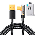 Joyroom Gaming Cable S-UC027A6 Laidas USB-C (kampinis) / USB-A (tiesus) 3A 1.2 m - juodas