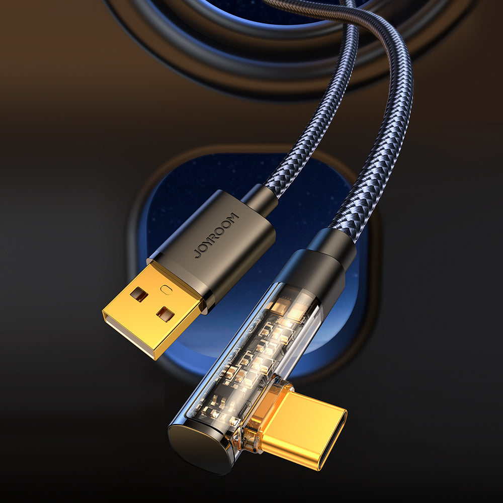Joyroom Gaming Cable S-UC027A6 Laidas USB-C (kampinis) / USB-A (tiesus) 3A 1.2 m - juodas