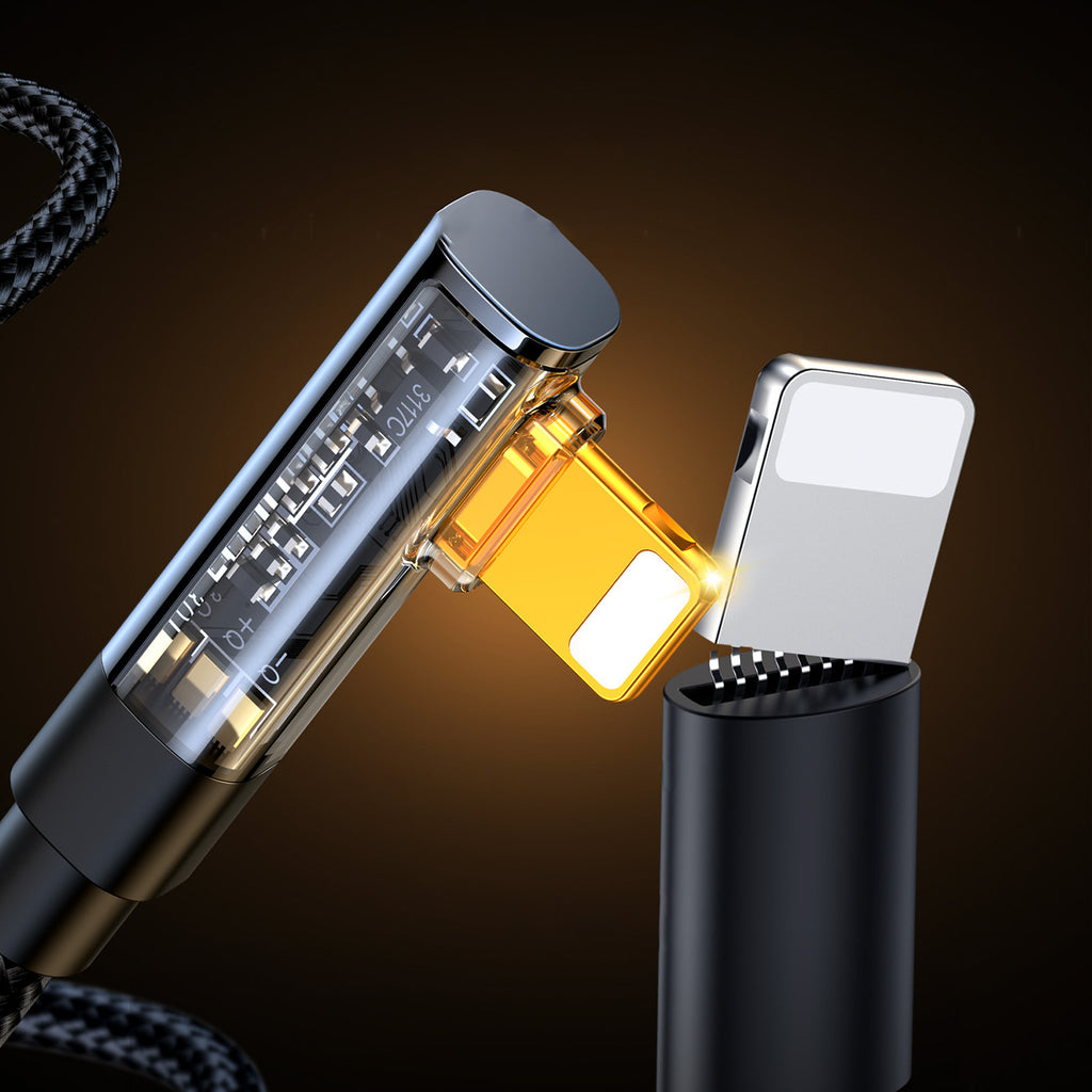 Joyroom Gaming Cable S-UL012A6 Laidas Lightning (kampinis) / USB-A (tiesus) 2.4A 1.2 m - juodas