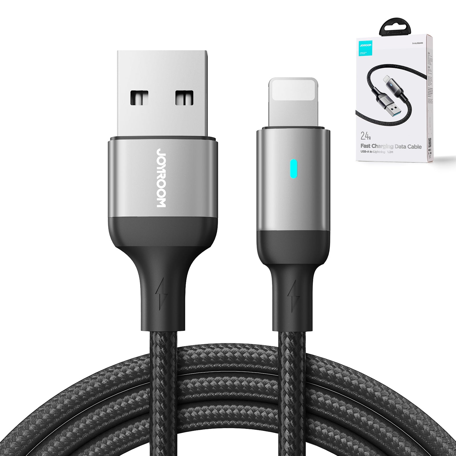 Joyroom Extraordinary Series A10 USB-A / Lightning 2.4A laidas 1.2 m - juodas