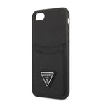 Guess GUHCI8PSATPK iPhone 7/8 SE 2020 / SE 2022 kietas dėklas juodas / juodas kietas Saffiano Triangle logotipo kortelių...