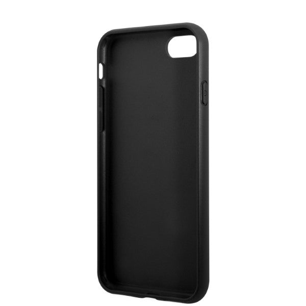 Guess GUHCI8PSATPK iPhone 7/8 SE 2020 / SE 2022 kietas dėklas juodas / juodas kietas Saffiano Triangle logotipo kortelių...