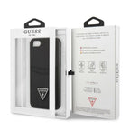 Guess GUHCI8PSATPK iPhone 7/8 SE 2020 / SE 2022 kietas dėklas juodas / juodas kietas Saffiano Triangle logotipo kortelių...