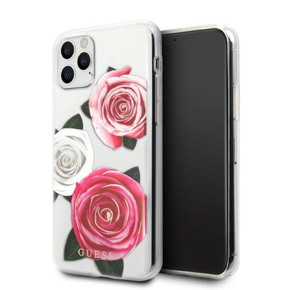 Guess dėklas iPhone 11 Pro – skaidrus, gėlių motyvas -- iPhone 11 Pro