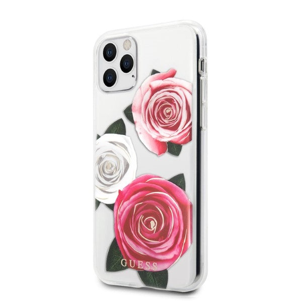 Guess dėklas iPhone 11 Pro – skaidrus, gėlių motyvas -- iPhone 11 Pro