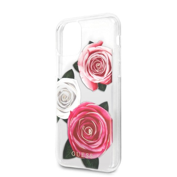 Guess dėklas iPhone 11 Pro – skaidrus, gėlių motyvas -- iPhone 11 Pro