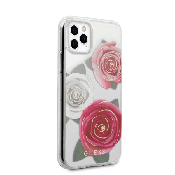 Guess dėklas iPhone 11 Pro – skaidrus, gėlių motyvas -- iPhone 11 Pro