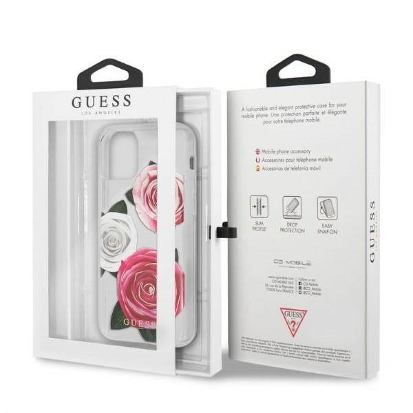 Guess dėklas iPhone 11 Pro – skaidrus, gėlių motyvas -- iPhone 11 Pro