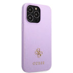 Guess dėklas iPhone 13 Pro Max – violetinis Saffiano 4G