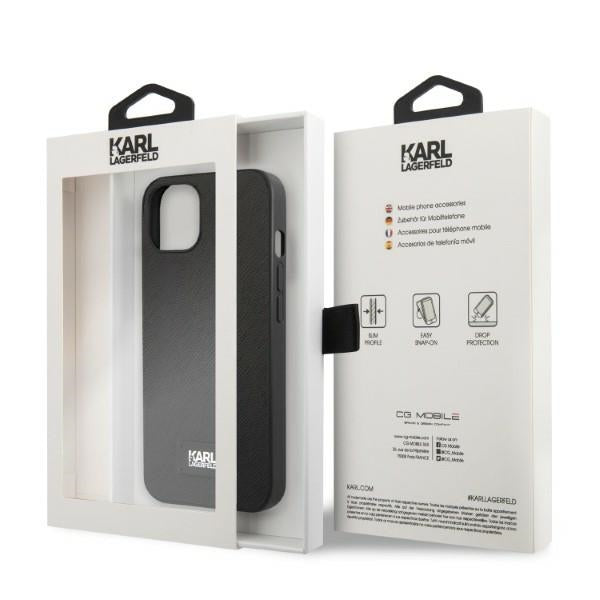 Deklas Karl Lagerfeld KLHCP13MSFMP2K iPhone 13 6.1" hardcase juodas/juodas Saffiano Plaque -- iPhone 13