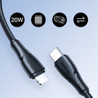 Joyroom Surpass Series A11 Lightning / USB-C 20W laidas 0.25 m - juodas