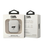 Karl Lagerfeld silikoninis AirPods 1/2 dėklas – baltas