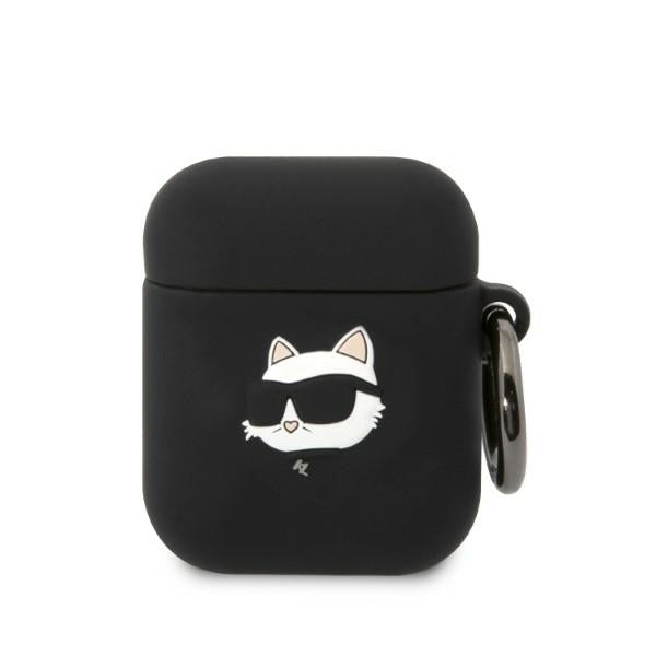 Karl Lagerfeld silikoninis dėklas AirPods 1/2 – juodas