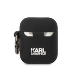 Karl Lagerfeld silikoninis dėklas AirPods 1/2 – juodas