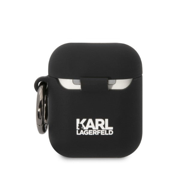 Karl Lagerfeld silikoninis dėklas AirPods 1/2 – juodas