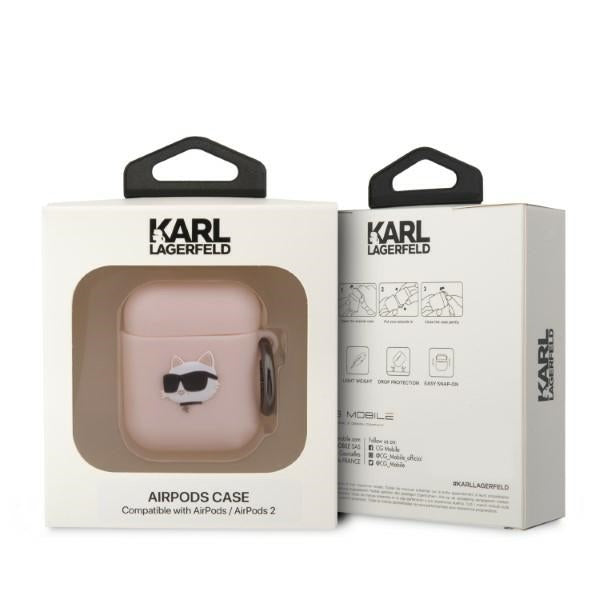 Karl Lagerfeld silikoninis dėklas AirPods 1/2 – rožinis