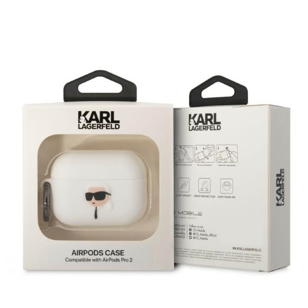 Karl Lagerfeld silikoninis dėklas AirPods Pro 2 – baltas