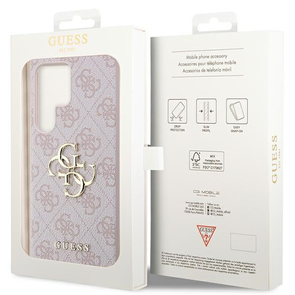 Guess GUHCS23L4GMGPI S23 Ultra S918 rožinis/rožinis hardcase 4G Big Metal Logo -- Samsung Galaxy S23 Ultra