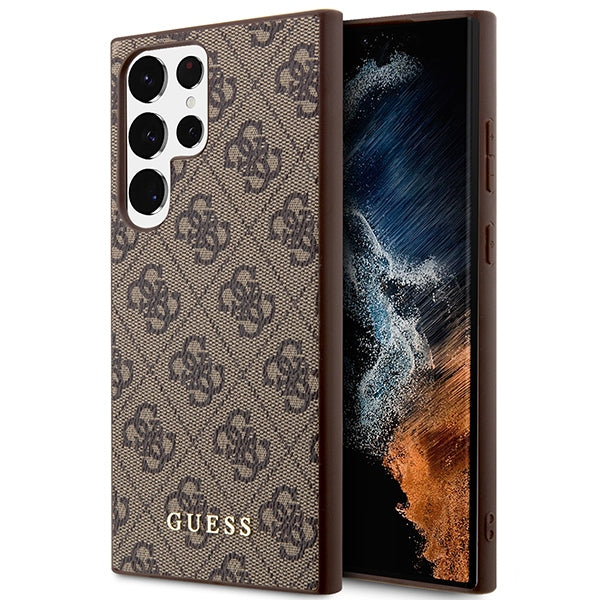Guess 4G dėklas Samsung Galaxy S23 Ultra – rudas