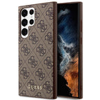 Guess 4G dėklas Samsung Galaxy S23 Ultra – rudas