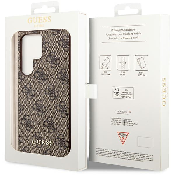 Guess 4G dėklas Samsung Galaxy S23 Ultra – rudas