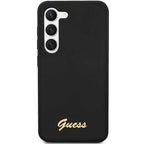 Guess silikoninis dėklas Samsung Galaxy S23+ – juodas, auksinis logotipas
