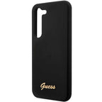 Guess silikoninis dėklas Samsung Galaxy S23+ – juodas, auksinis logotipas