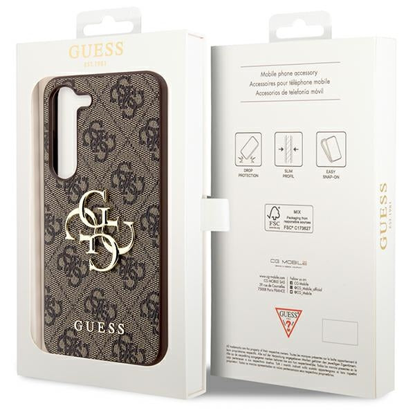 Guess GUHCS23S4GMGBR S23 S911 ruda/ruda kietas dėklas 4G Big Metal Logo -- Samsung Galaxy S23