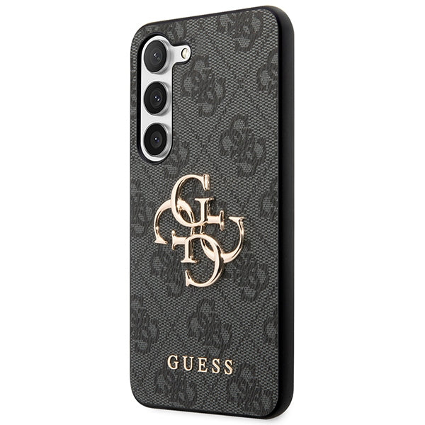 Guess dėklas Samsung Galaxy S23 – pilkas, 4G Big Metal Logo -- Samsung Galaxy S23