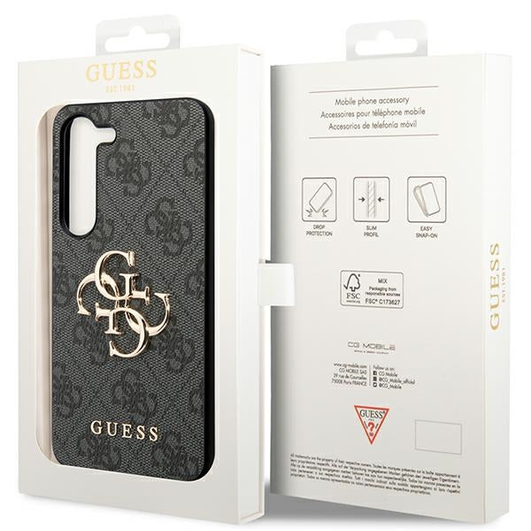 Guess dėklas Samsung Galaxy S23 – pilkas, 4G Big Metal Logo -- Samsung Galaxy S23
