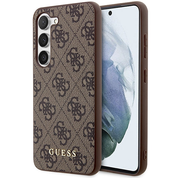 Guess 4G dėklas Samsung Galaxy S23 – rudas