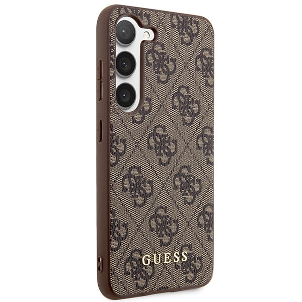 Guess 4G dėklas Samsung Galaxy S23 – rudas