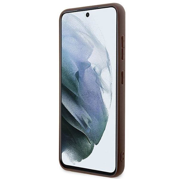Guess 4G dėklas Samsung Galaxy S23 – rudas