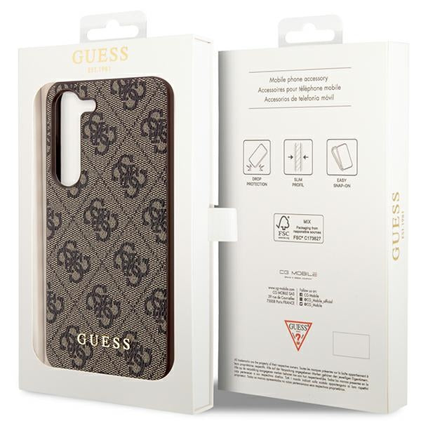 Guess 4G dėklas Samsung Galaxy S23 – rudas