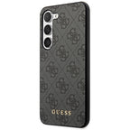 Guess dėklas Samsung Galaxy S23 – pilkas, 4G Metal Gold Logo