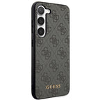 Guess dėklas Samsung Galaxy S23 – pilkas, 4G Metal Gold Logo