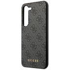 Guess dėklas Samsung Galaxy S23 – pilkas, 4G Metal Gold Logo