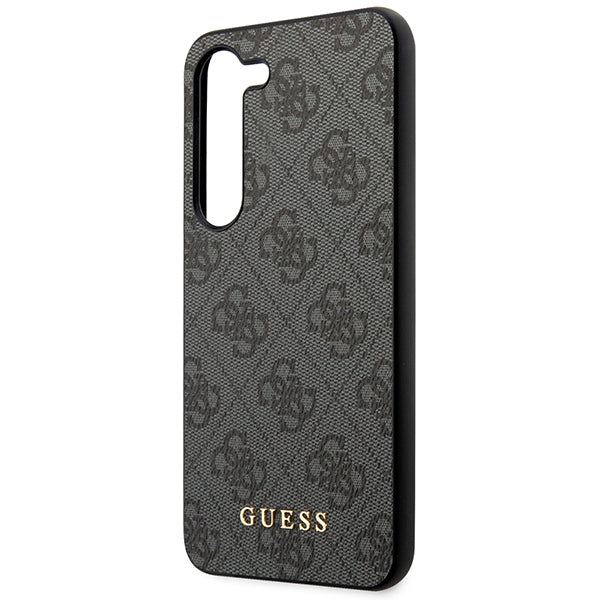 Guess dėklas Samsung Galaxy S23 – pilkas, 4G Metal Gold Logo