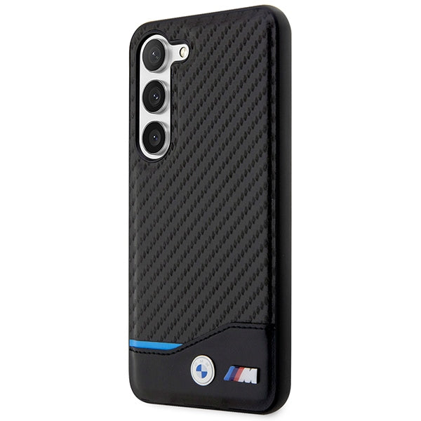 BMW Leather Carbon dėklas Samsung Galaxy S23+ – juodas