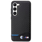 BMW Leather Carbon dėklas Samsung Galaxy S23+ – juodas