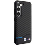 BMW Leather Carbon dėklas Samsung Galaxy S23+ – juodas