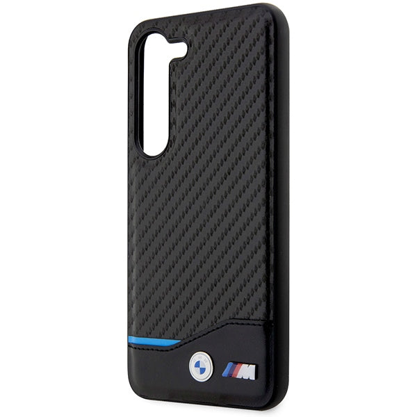 BMW Leather Carbon dėklas Samsung Galaxy S23+ – juodas