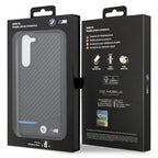BMW Leather Carbon dėklas Samsung Galaxy S23+ – juodas